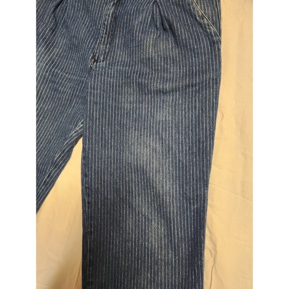 VTG 80s JORDACHE‎ FULLER FIT STRAIGHT LEG JEANS 38x34 Pin Striped Leather Horse - Picture 3 of 10